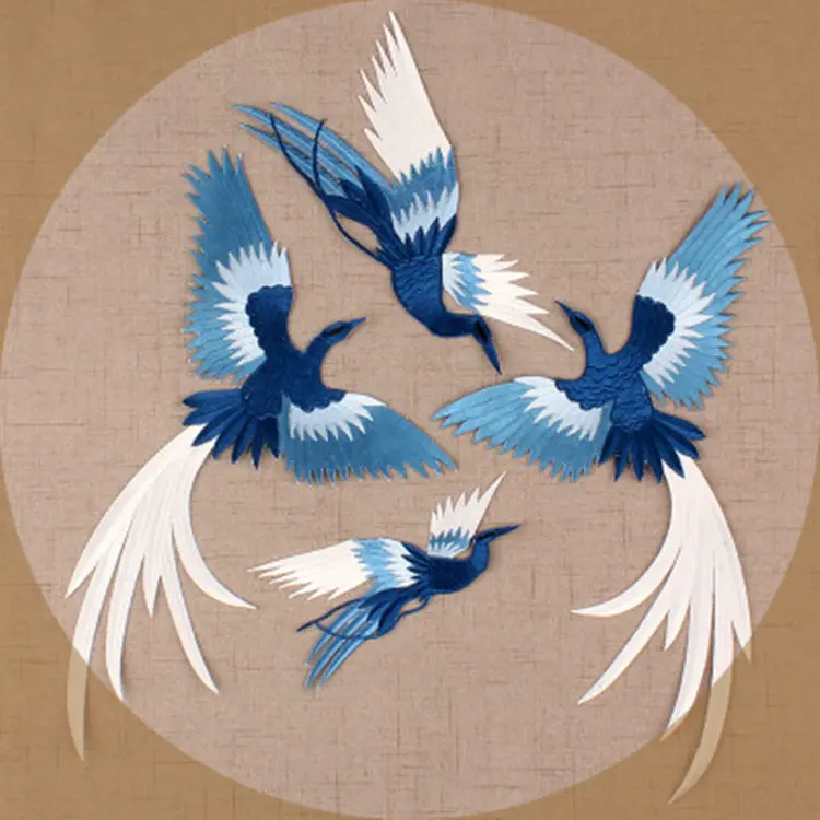 

4Piece/lot Phoenix Bird Combination Embroidery Lace Cloth Paste Fabric Applique Patch DIY Accessories Without Gum RS1575