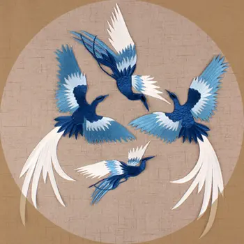 

4Piece/lot Phoenix Bird Combination Embroidery Lace Cloth Paste Fabric Applique Patch DIY Accessories Without Gum RS1575