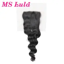 MS Lula hair Lace Closure Malaysian Loose Wave Remy Hair Free Part with Baby Hair Human Hair Natural Color Free Shipping