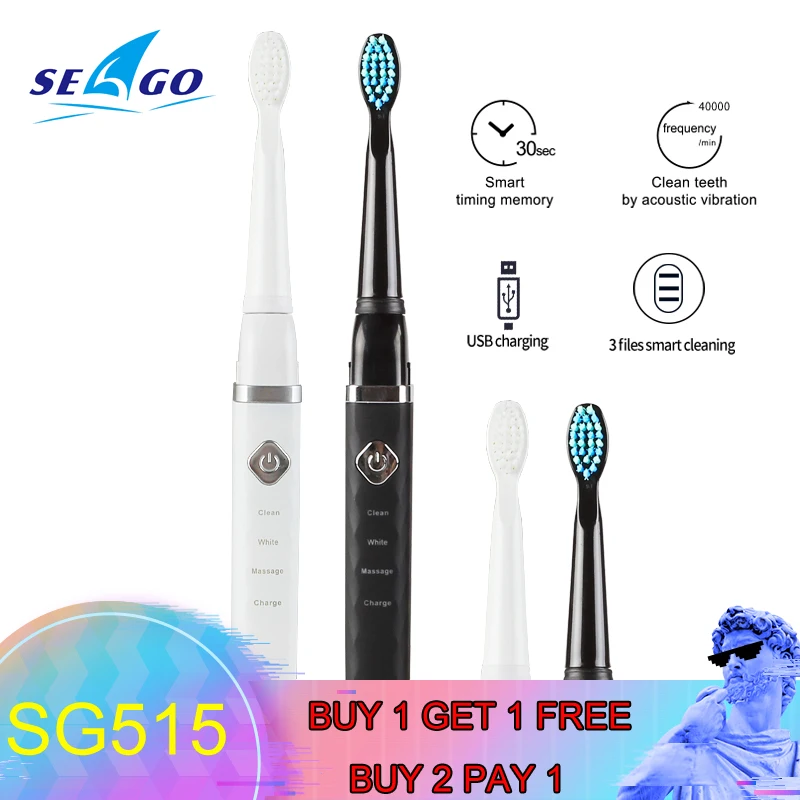 

Sonic Electric Toothbrush with 6/2 DuPont Brush Heads Dentist Recommended Toothbrush Built-in 3 Clean Modes USB Fast Charge 515