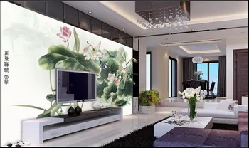 

photo wallpaper 3d murals wallpaper custom Large relief Chinese style hand-painted lotus background wall painting decorative