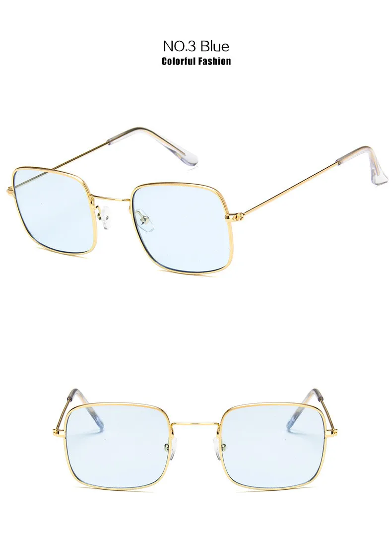 YOOSKE металлические солнцезащитные очки для мужчин и женщин, ретро Квадратные Солнцезащитные очки, океанские прозрачные желтые розовые солнечные очки из сплава, маленькая оправа, очки