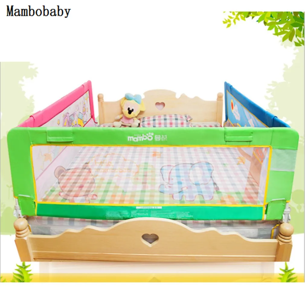 Mambobaby Infant Safety Bed 1.5 m Guardrail Heightening Baby Bed Fence Suitable For Universal Bed Green Elephant Baby Gate