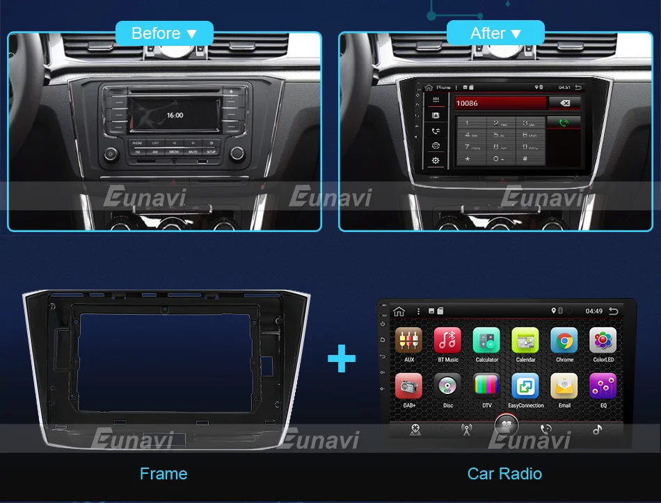 Best Eunavi Quad Core 2G RAM 32G ROM Android 7.1 2 din Car Radio GPS Navi For VW Skoda Magotan POLO PASSAT Golf 7 Jetta Super Octavia 12