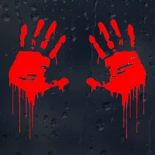 7.5CMX15CM Zombie Bloody Hands Print Fun Vinyl Car Sticker Motorcycle Window Decal Accessories Black Silver Red C1-2137
