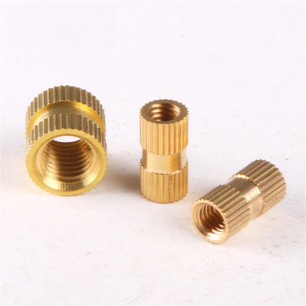 

25-50PCS M4 M5 Brass Inserts Double Pass Copper Knurl Nut Embedded Fastener