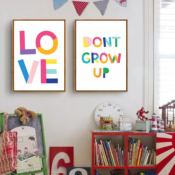 Watercolor Canvas Painting Cartoon Poster Nursery Posters And Prints Kids Room Painting Quotes Wall Canvas Children Unframed