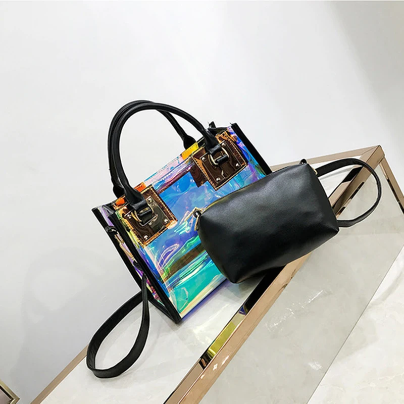 

2019 New Hologram Laser Messenger Chain Bag Women Shoulder Crossbody Ladies handbag Fashion Trend Wild Package Small Square Sac