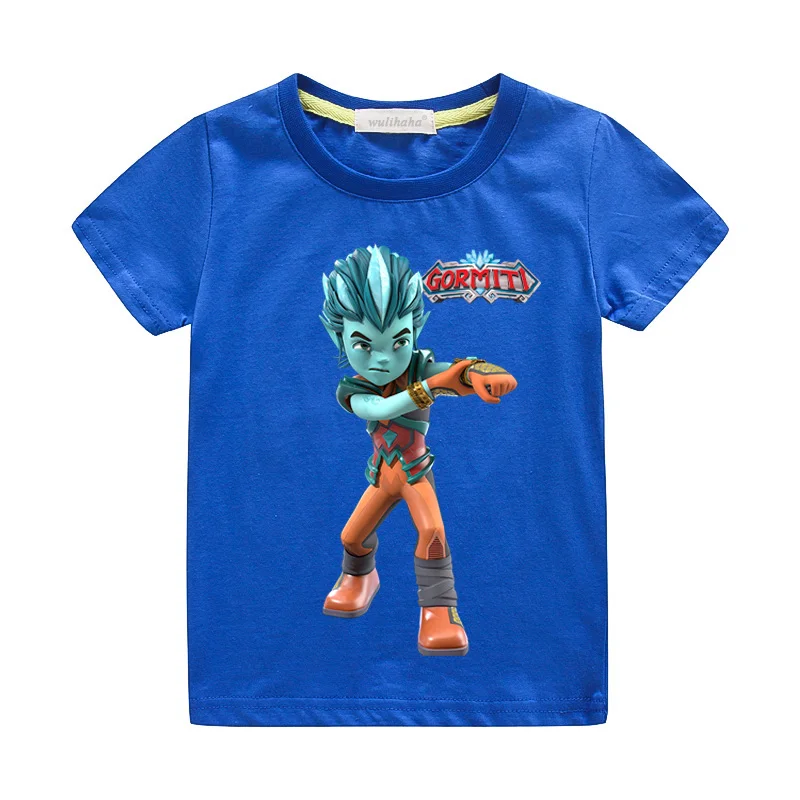 Детские летние футболки с 3D героями игры гормити, одежда Детские футболки с короткими рукавами, топы, костюм футболки для мальчиков и девочек, ZA001 - Цвет: Blue T-shirts