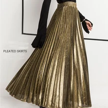 Весна, стиль, плиссированная Женская юбка с тяжелым металлическим цветом, высокое качество, плиссированная Женская юбка