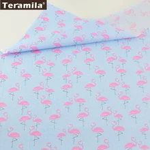 Teramila Ткань новых печатных Розовый и красный цвет-журавлей Животные конструкции мягкий синий хлопок Материал кровать Лист лоскутное Шторы