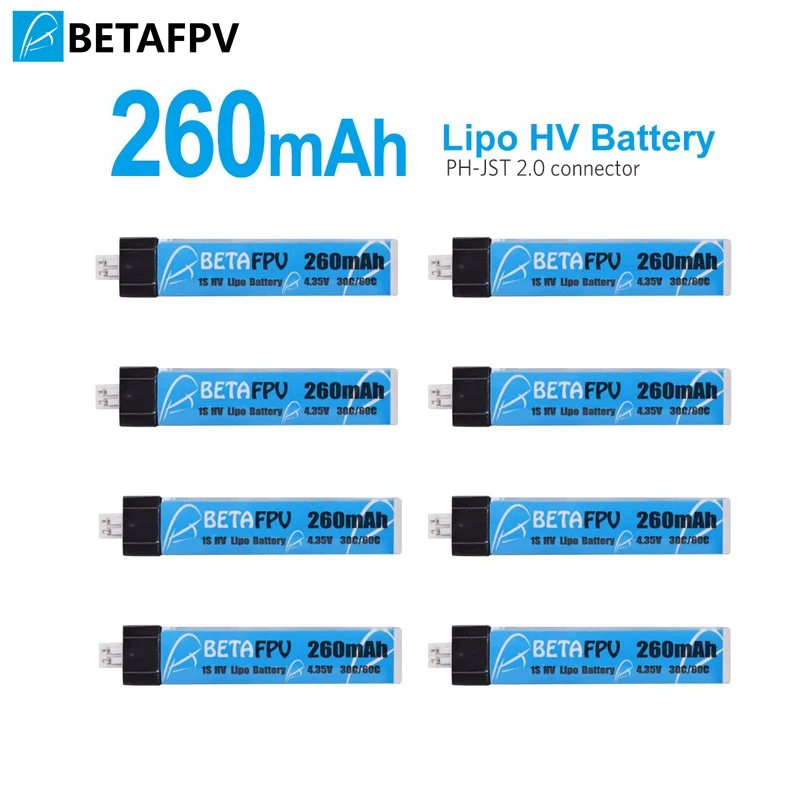 BETAFPV 8 шт. 260mAh HV 1S Lipo батарея 30C 4,35 V с JST-PH 2,0 Powerwhoop разъем для крошечного Whoop лезвия индуктивности