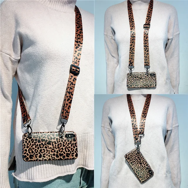 US $2.24 Case for iphone 11 pro max 7 8 plus X XS MAX XR case cover luxury leopard with shoulder strap silic