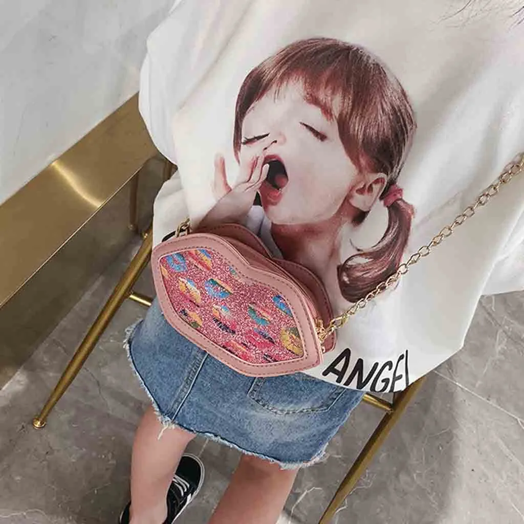 Девушка детям подарки сумка милый губы кожа Crossbody сумки, кошелек цепи Сумки PU сумка на молнии