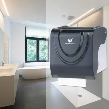 

CHUANGDIAN Toilet Paper Holder Plastic Waterproof ABS Tissue Storage Case Wall-Mounted Roll Paper Dispenser Black Tissue Box