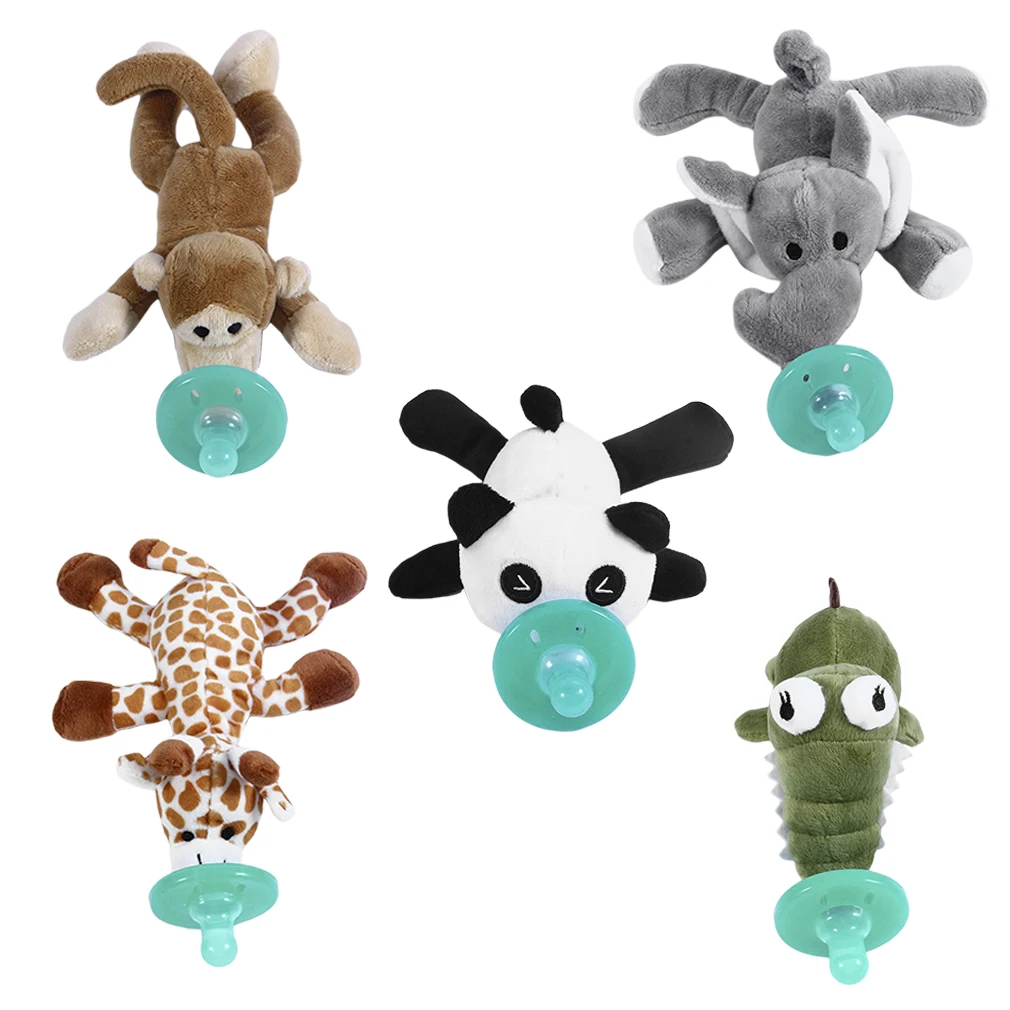 

Cute Funny Newborn Baby Food-grade Silicone Cartoon Animal Pacifier With Soft Plush Toy BPA Free Dummy Nipple Teat Soother