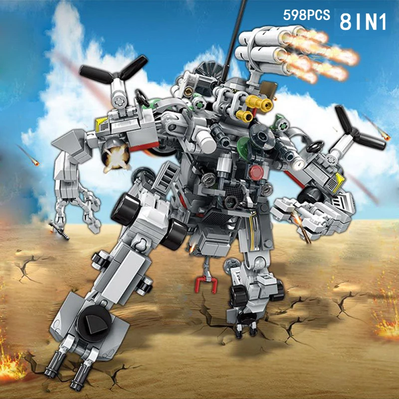 

Modern military weapon super 8in1 mech robot building block world war army figures mini Armored car artillery Radar vehicle toys