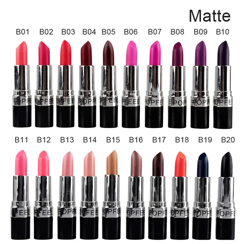 

Hot Popfeel 20PCS/LOT Women Matte Lipstick Beauty Long Lasting Make up tools Sexy lips Waterproof Cosmetic
