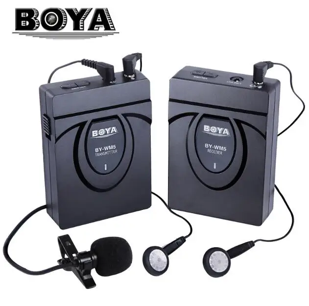 

BOYA Studio Recorder Wireless Lavalier Lapel Microphone System for DSLR Camera Camcorders Phone Audio Recorder BY-WM5 Microphone