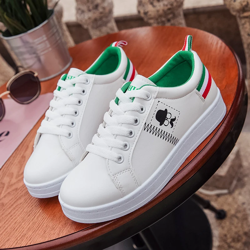 

Women Casual Shoes 2018 Fashion New Lace-Up Lightweight Women White Shoes Sneakers Ladies Canvas Shoes Footwear CBT990
