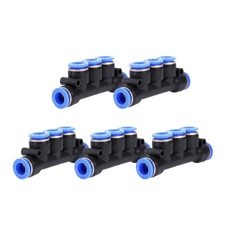 5 Pcs/Lot Pneumatic Multiple Tee Connector Quick Fitting Pneumatic