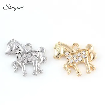 

18*22mm Alloy Mix Color Horse Charms Crystal Animal Charms Pendant Bracelet Jewelry Findings