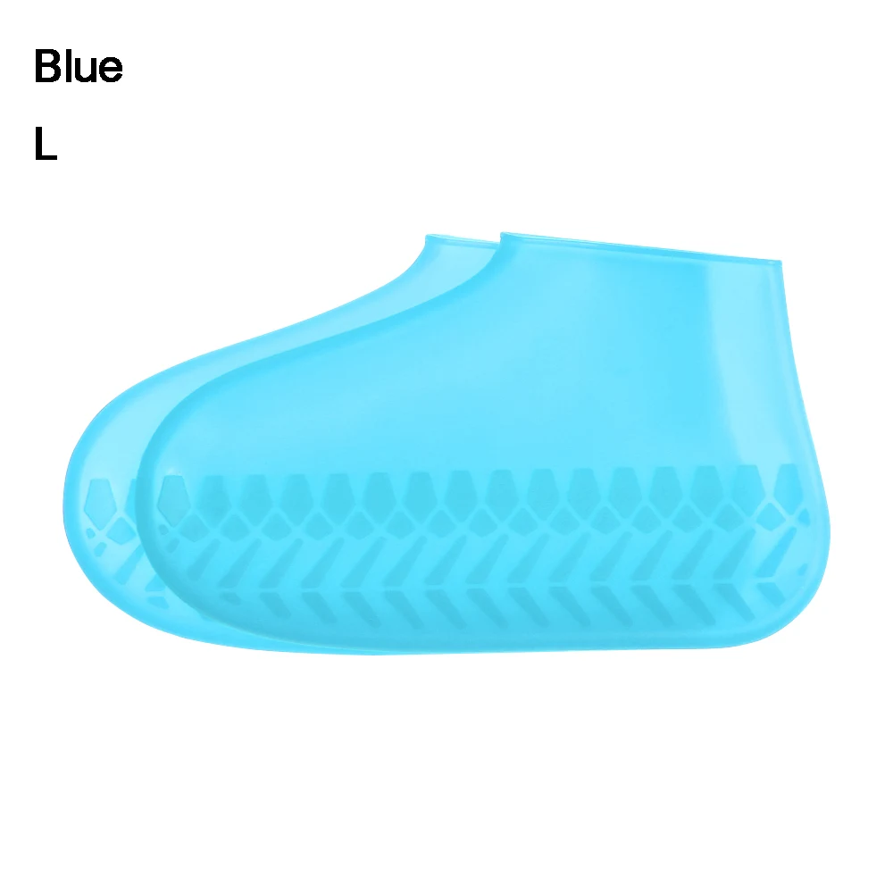 L-Blue 1 пара утолщенных износостойких непромокаемых складывающихся непромокаемых сапог нескользящая обувь на нескользящей подошве латексные Нескользящие уличные бахилы - Цвет: L-Blue