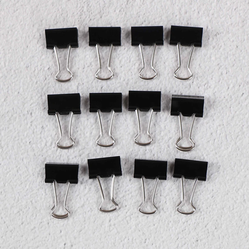 Peerless 12 шт. черные металлические зажимы для связывания заметок файл Письмо Бумага зажим для фото набор канцелярских принадлежностей 15 мм