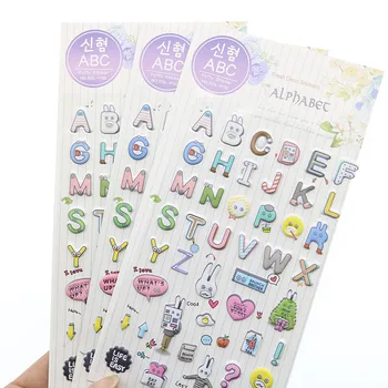 

3pcs English Alphabet And Rabbit Brother Notebook Sticker Diary Decoration