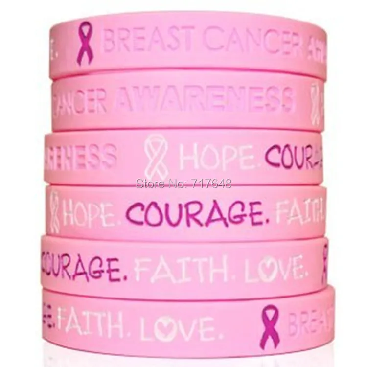 300pcs Debossed Pink Beast Cancer Awareness Hope Faith Courage Love