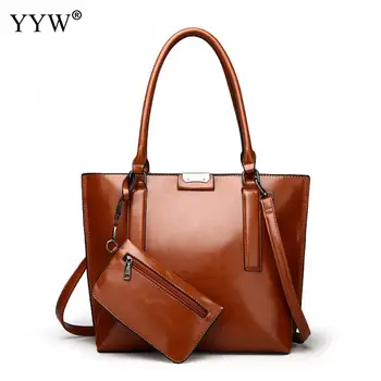 

2pcs/Set Women Casual Tote Pu Leather Bag Suit Bolsas De Couro Feminina Large Capacity Top-Handle Bag For Women Shoulder Bags