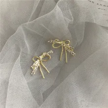

925 sterling silver Needle Bow Earrings Korea Temperament earrings for women