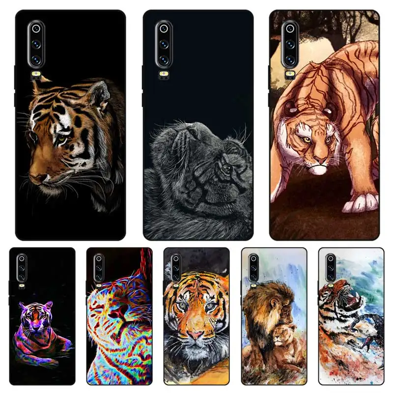 N440 Tiger Lion Animal Black Silicone Case Cover For Huawei P8 P9 P10 P20 P30 Lite Pro P Smart Plus 2017 2019 |