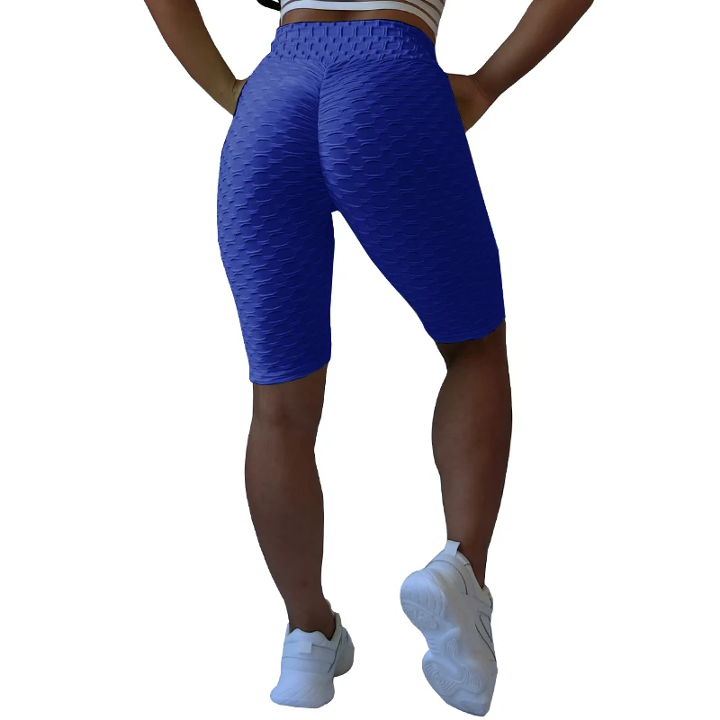 NORMOV шорты для йоги с высокой талией, спортивные шорты для тренировок для женщин, леггинсы спандекс, шорты для спортзала, бега, фитнеса, байкеров - Цвет: Blue