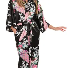 RB015 атласные шелковые халаты для невесты свадебное платье для девочек, одежда для сна, шелковая пижама Повседневное халат животного искусственный длинная ночная рубашка Для женщин кимоно XXXL