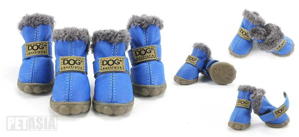 PETASIA Pet Dog Shoes Winter 4pcs set Small Medium Dogs Boots Cotton Waterproof Anti Slip XS XL Shoes for Pet Product ChiHuaHua select_960px colors blue