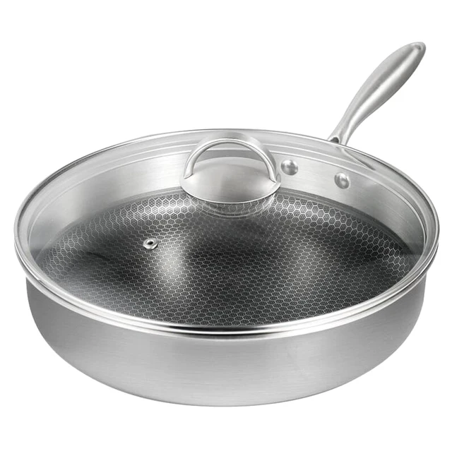 30 cm Pans 304 Stainless Steel Pan Non Stick Frying Pan Without Coating Less Oil Smoke Induction