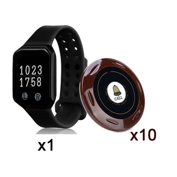 

Restaurant Table Calling Button Cafe 1pc Watch Pager 10pc Button Wireless Waiter Calling System Call Bell for Restaurant