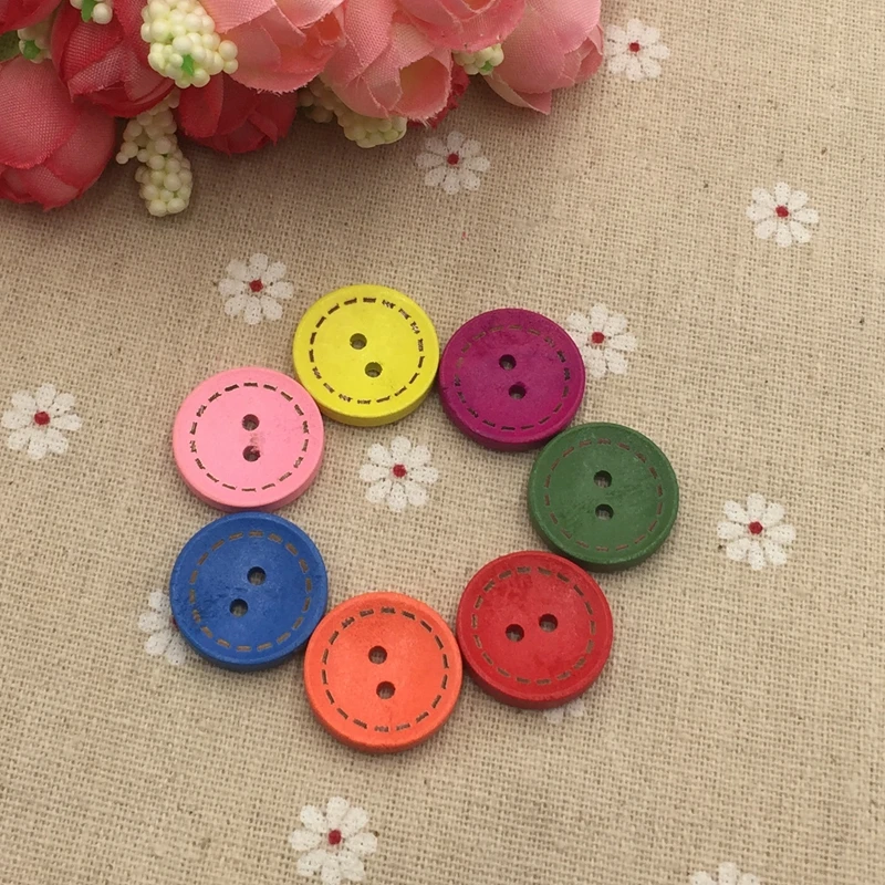

Wooden handicrafts button candy color coat button two holes 20mm sewing accessories FC301