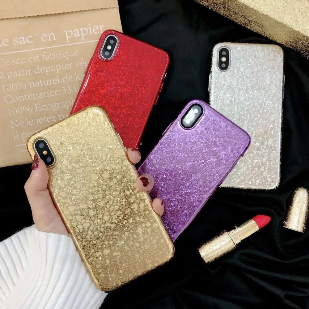 Gold Plating Case For iPhone XR XS MAX X 7 8 Plus 6s Shiny Glitter