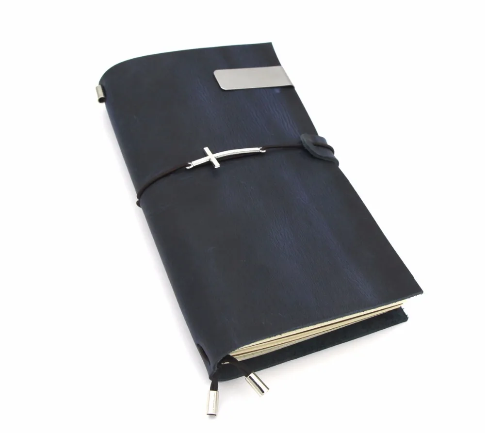

Handmade Vintage Traveler's Notebook Diary Journal Blank Leather Cover Diary genuine leather travel Blue