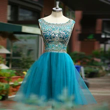 Vestido de Festa 2015 Freies Verschiffen Reale Abbildungen Perlen Kurze Heimkehr Kleider Kappen-hülsen Graduation Dresses Cocktailkleid