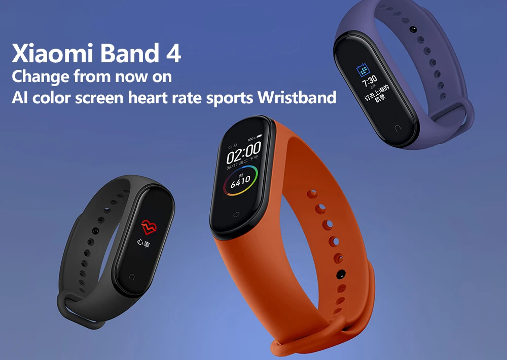 Xiaomi Mi Band 4, Умные часы 135 мАч Цветной экран Bluetooth 5.0 Водонепроницаемый Умный Браслет Heart Rate Fitness Смарт Браслет