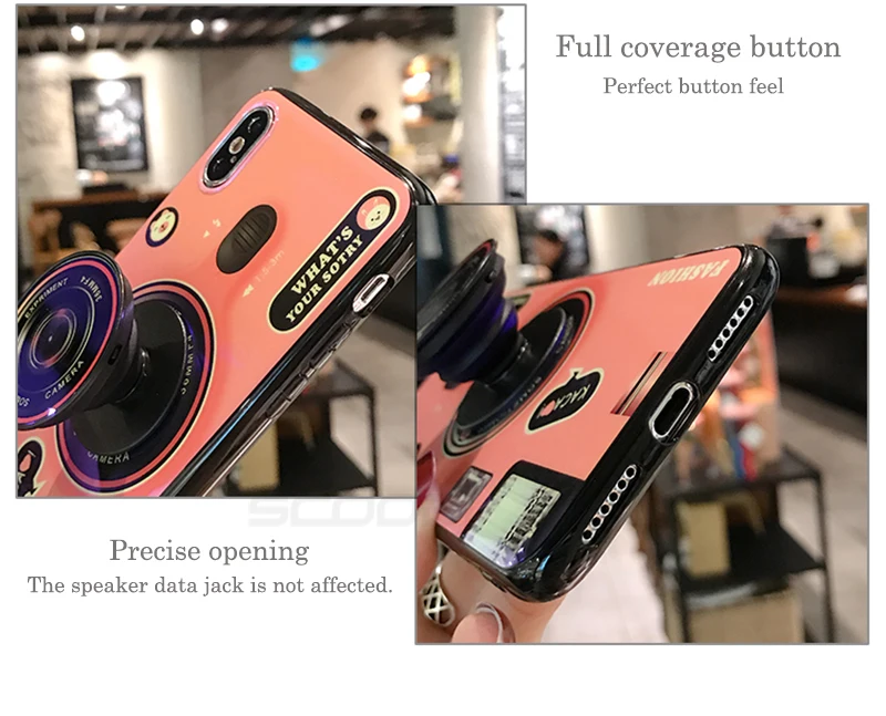 Blue Ray Silicone Case For iPhone 7 8 Plus Kickstand Earphone Winder Phone Holder Cover For iPhone X 10 8 7 6S 6 Plus Soft Case (4)