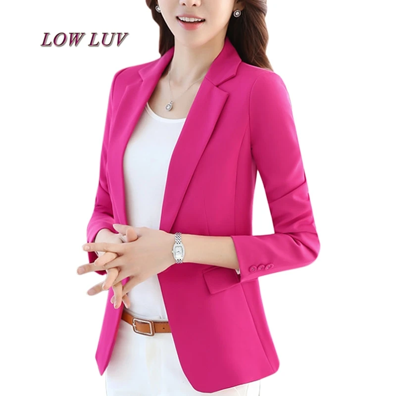 

New Women Blazer Spring Slim Top Elegant Blazers Long Sleeve Suit One Button Female Jacket Big Size S-4XL Blazer