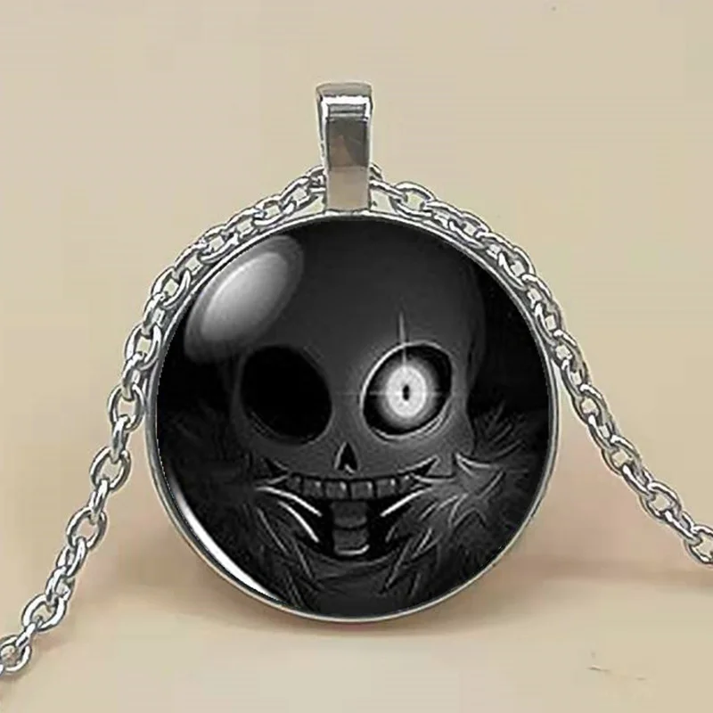Мужское модное ожерелье ручной работы Undertale Sans Skull Black серебряная подвеска в стиле