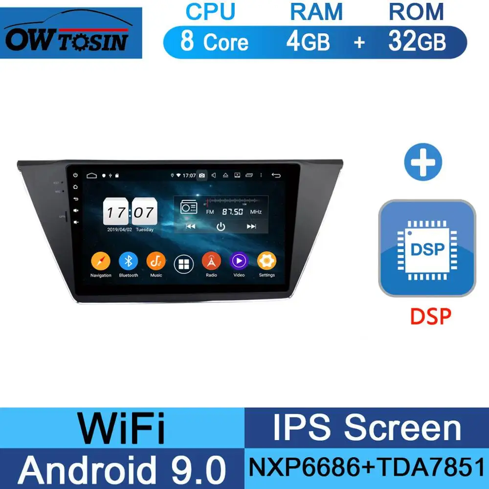 10," ips 8 Core Android 9,0 4G ram+ 64G rom автомобильный проигрыватель с радио и GPS для Volkswagen VW Touran DSP CarPlay Parrot BT - Цвет: 32G DSP