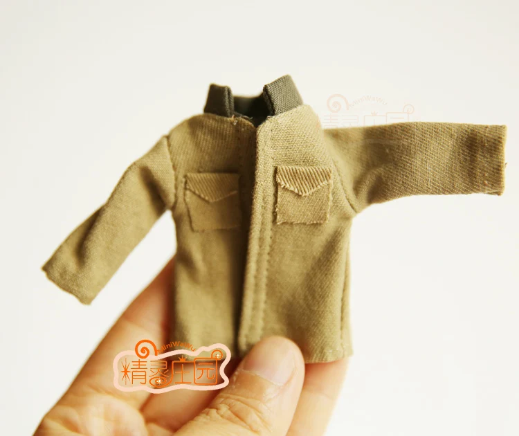 

1/12 scale Dollhouse Miniature 1:12 Doll Mini Handmade Beige Man Coat Jacket for Doll Accessories