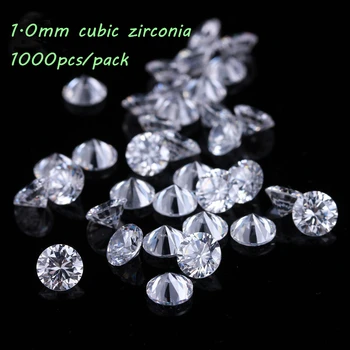 

1000pcs/pack 1.0mm AAAAA Clear Round Brilliant Cut Cubic Zirconia Stone DIY Beads For Jewelry