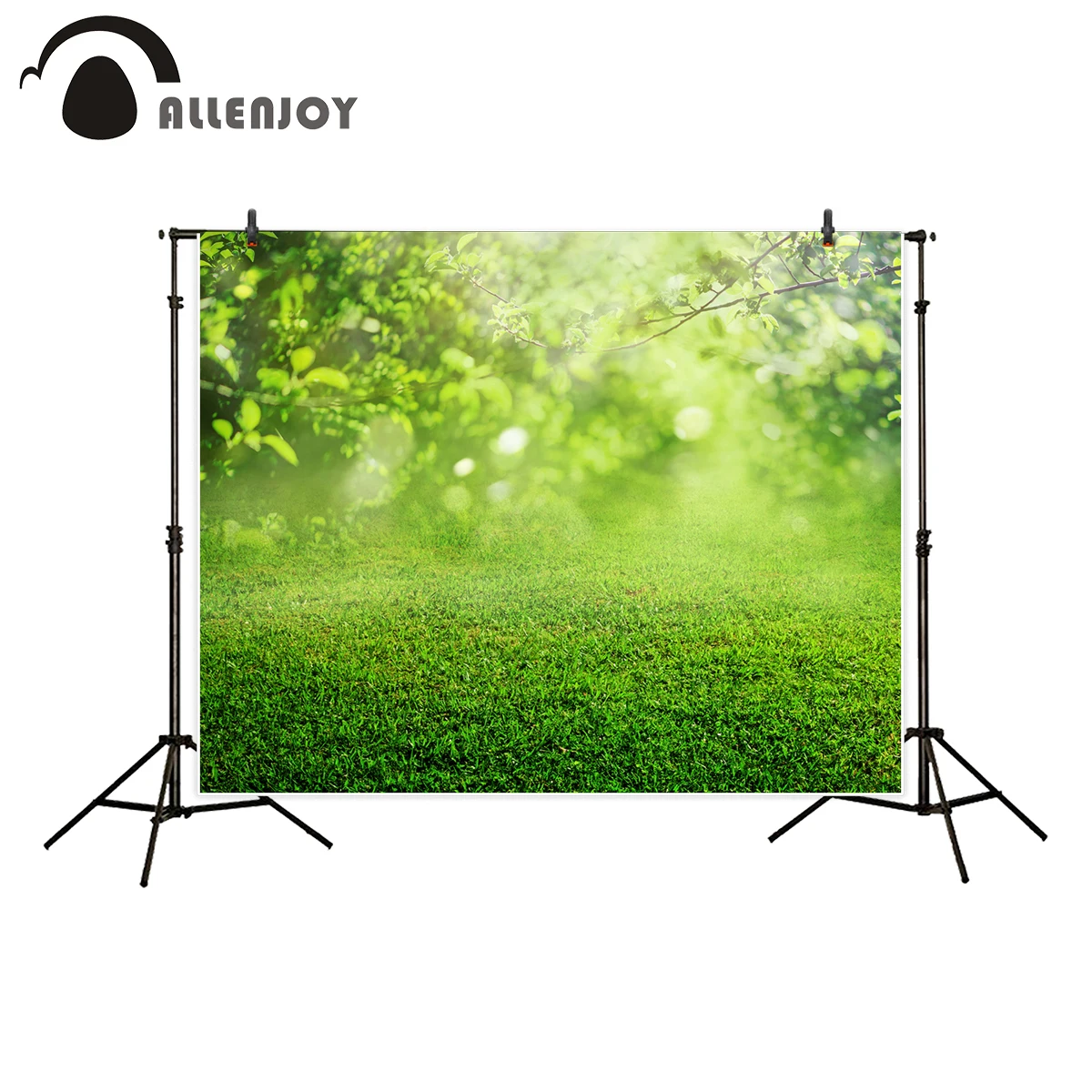 

Allenjoy backdrop for photographic studio spring green grass lawn Bokeh background original design photocall photobooth